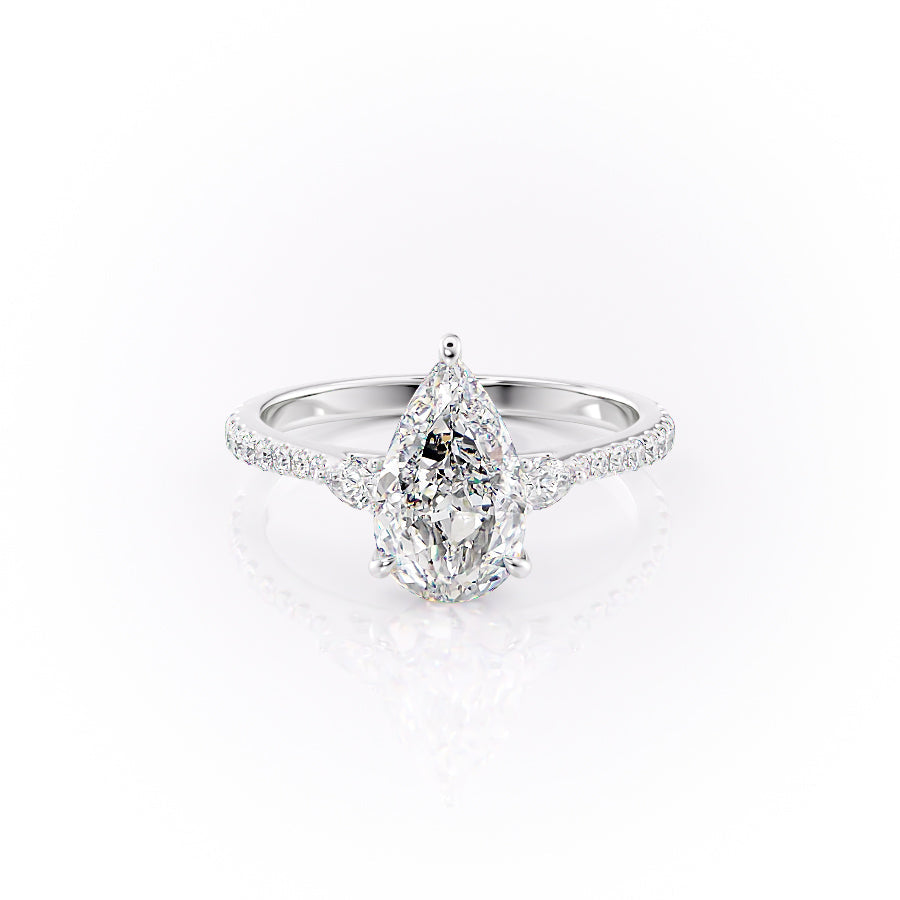 The Pears Liv Set With A 1.5 Carat Pear 18K White Gold Lab Diamond
