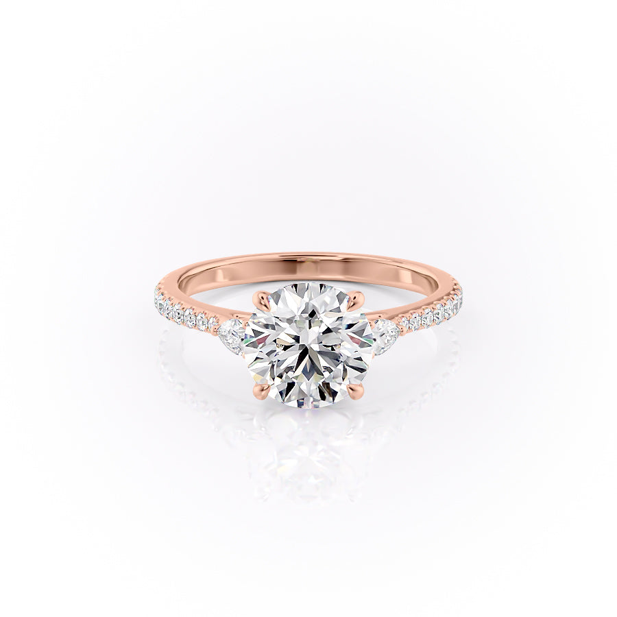 The Pears Liv Set With A 2 Carat Round 14K Rose Gold Lab Diamond