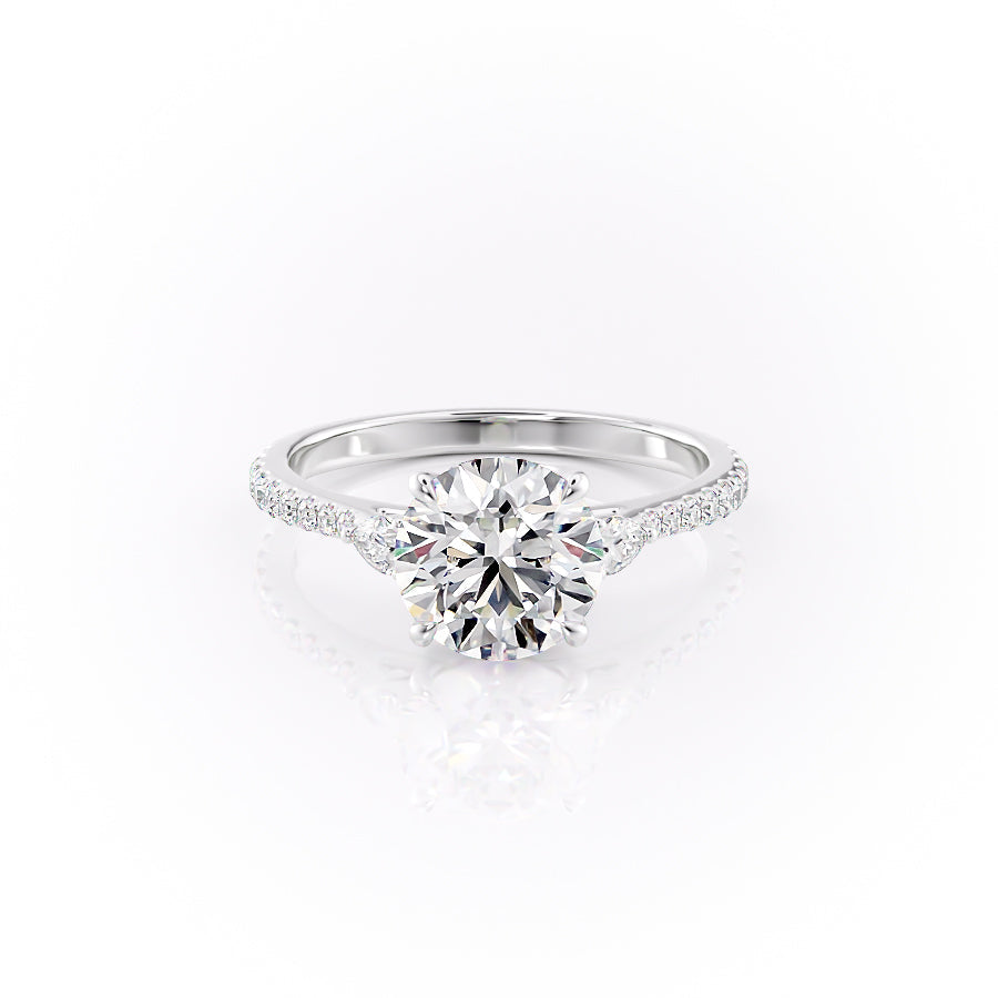 The Pears Liv Set With A 3 Carat Round 14K White Gold Lab Diamond