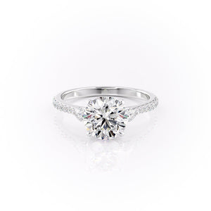 The Pears Liv Set  With A 1.5 Carat Round 14K White Gold Moissanite