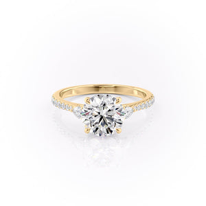 The Pears Liv Set  With A 4 Carat Round 18K Yellow Gold Moissanite