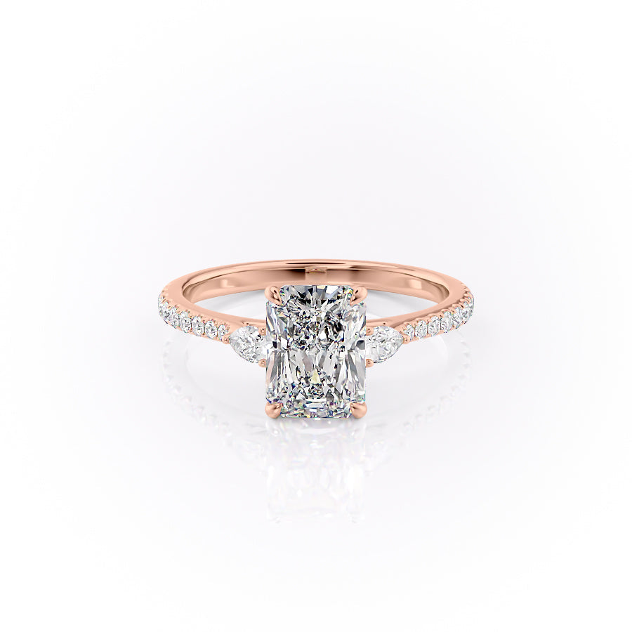 The Pears Liv Set With A 2 Carat Radiant 14K Rose Gold Lab Diamond