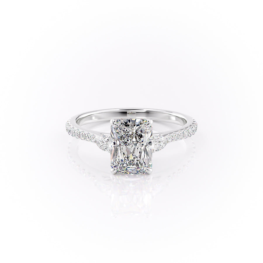 The Pears Liv Set  With A 3.5 Carat Radiant 18K White Gold Moissanite