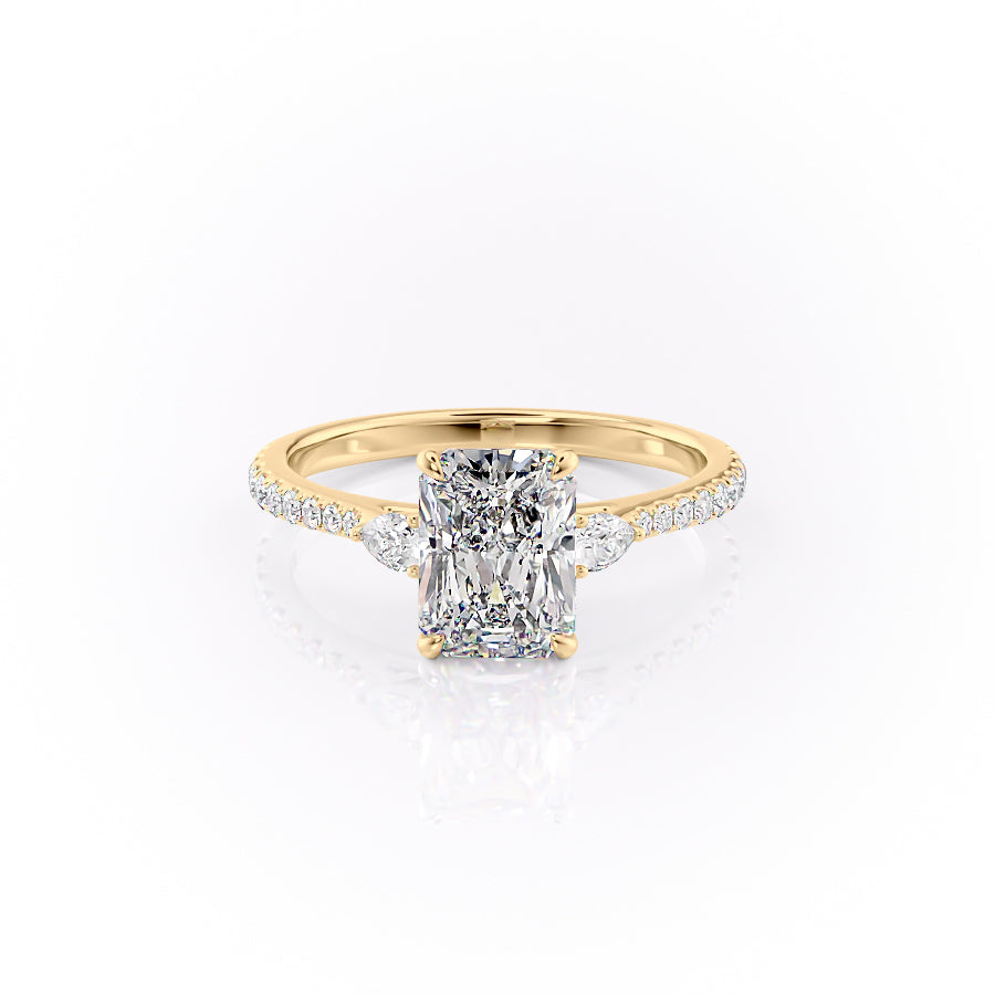 The Pears Liv Set With A 3 Carat Radiant 18K Yellow Gold Lab Diamond