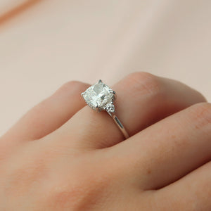 The Lia Set  With A 4.5 Carat Cushion 14K White Gold Moissanite