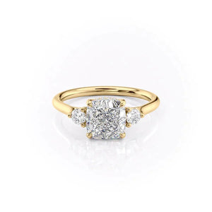 The Lia Set With A 1 Carat Cushion 14K Yellow Gold Lab Diamond