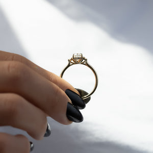 The Lia Set With A 1 Carat Cushion 14K Yellow Gold Lab Diamond