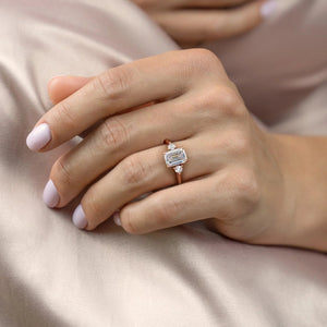 The Lia Set  With A 3.5 Carat Emerald 18K Rose Gold Moissanite