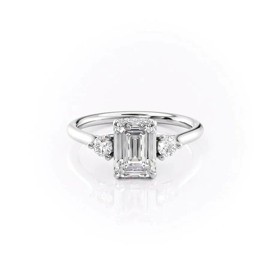 The Lia Set With A 2 Carat Emerald 14K White Gold Lab Diamond