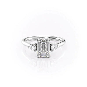 The Lia Set With A 3 Carat Emerald 18K White Gold Lab Diamond