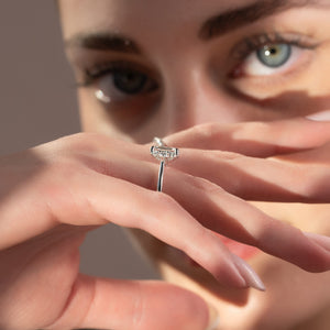 The Lia Set With A 3 Carat Emerald 18K White Gold Lab Diamond