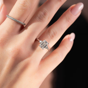 The Lia Set With A 2 Carat Emerald 14K White Gold Lab Diamond