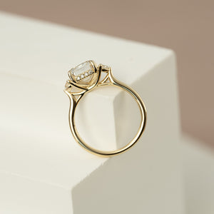 The Lia Set  With A 4.5 Carat Emerald 14K Yellow Gold Moissanite