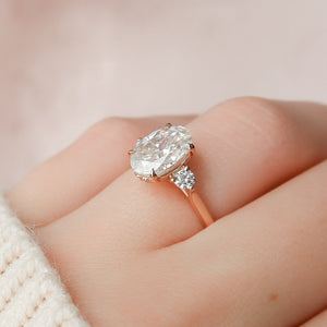 The Lia Set  With A 2.5 Carat Oval 14K Rose Gold Moissanite