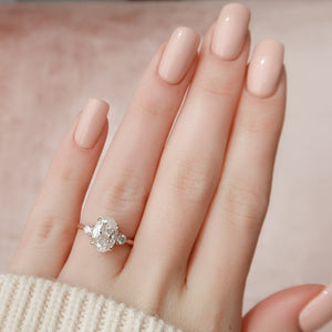 The Lia Set  With A 2.5 Carat Oval 14K Rose Gold Moissanite