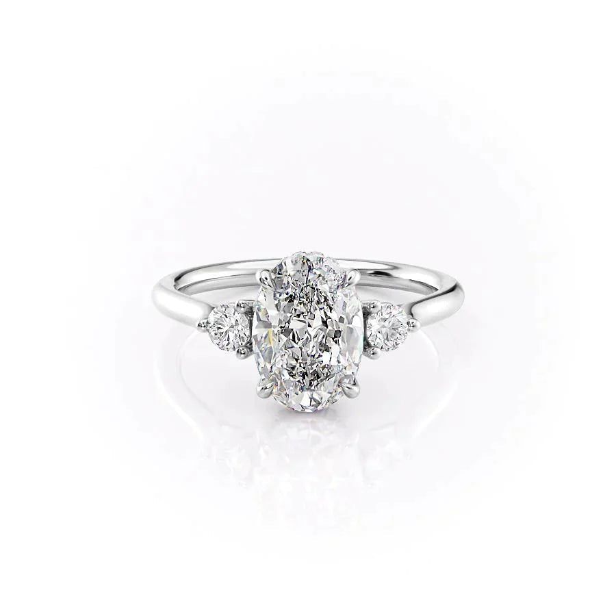 The Lia Set With A 1 Carat Oval 14K White Gold Lab Diamond