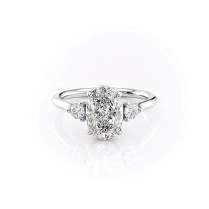 The Lia Set With A 1 Carat Oval 14K White Gold Lab Diamond