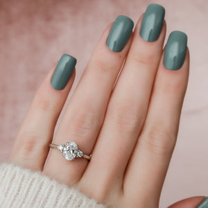 The Lia Set With A 1 Carat Oval 14K White Gold Lab Diamond