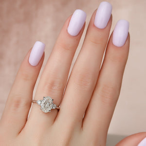 The Lia Set  With A 2.5 Carat Oval 14K White Gold Moissanite
