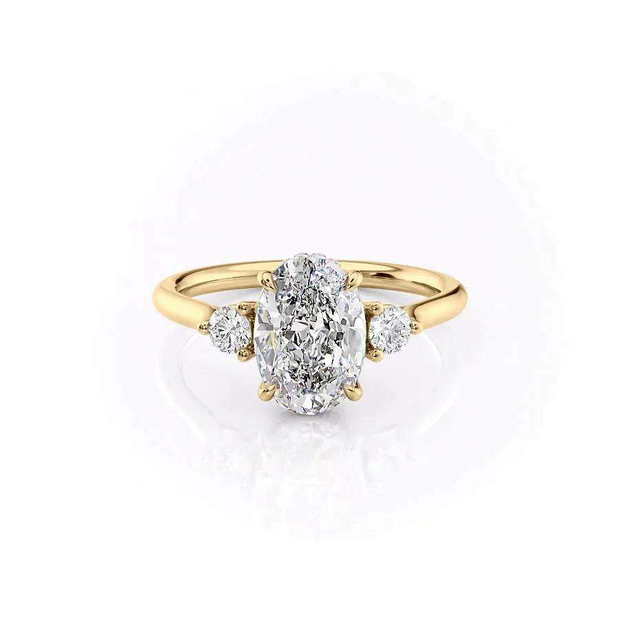 The Lia Set With A 3 Carat Oval 18K Yellow Gold Lab Diamond