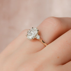 The Lia Set  With A 4.5 Carat Oval 18K Yellow Gold Moissanite