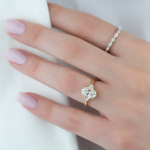 The Lia Set With A 3 Carat Oval 18K Yellow Gold Lab Diamond