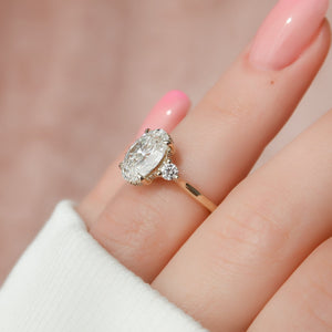 The Lia Set With A 3 Carat Oval 18K Yellow Gold Lab Diamond