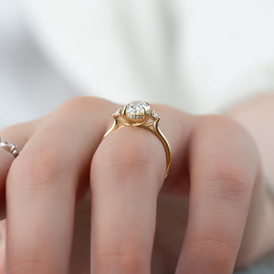 The Lia Set With A 3 Carat Oval 18K Yellow Gold Lab Diamond