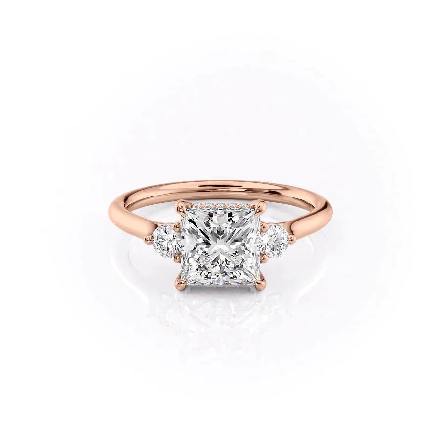 The Lia Set  With A 3.5 Carat Princess 18K Rose Gold Moissanite