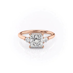 The Lia Set  With A 3.5 Carat Princess 18K Rose Gold Moissanite