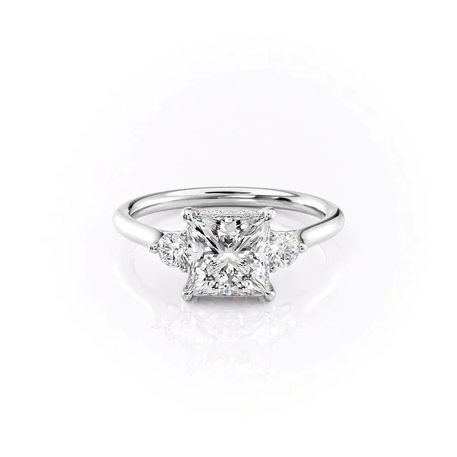 The Lia Set With A 3 Carat Princess 18K White Gold Lab Diamond