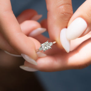 The Lia Set With A 3 Carat Princess 18K White Gold Lab Diamond
