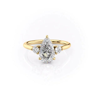 The Lia Set With A 1 Carat Pear 14K Yellow Gold Lab Diamond