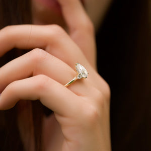 The Lia Set  With A 2.5 Carat Pear 14K Yellow Gold Moissanite
