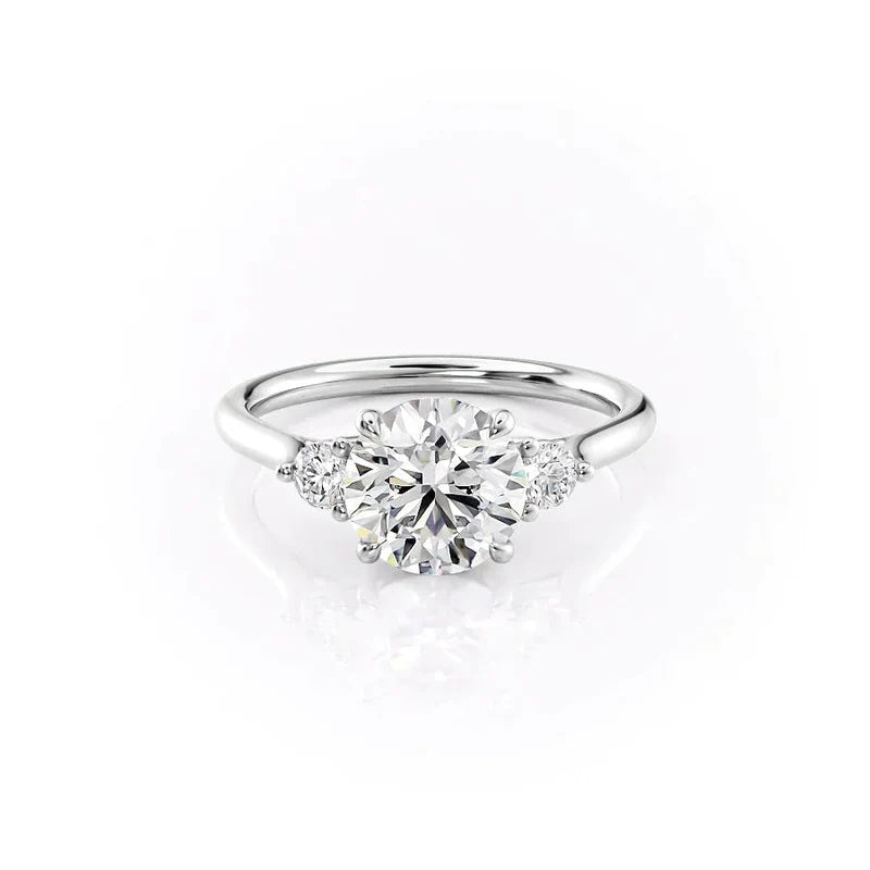 The Lia Set With A 2.5 Carat E. Cushion 14K White Gold Lab Diamond