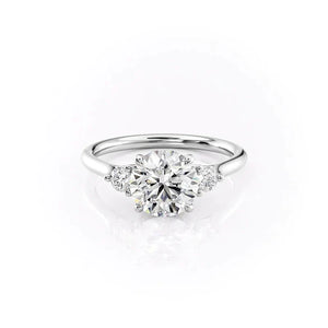 The Lia Set With A 2.5 Carat E. Cushion 14K White Gold Lab Diamond