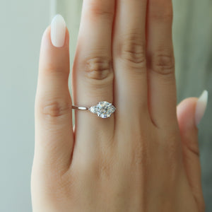 The Lia Set  With A 4.5 Carat Round 14K White Gold Moissanite