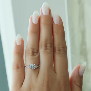The Lia Set  With A 4.5 Carat Round 14K White Gold Moissanite
