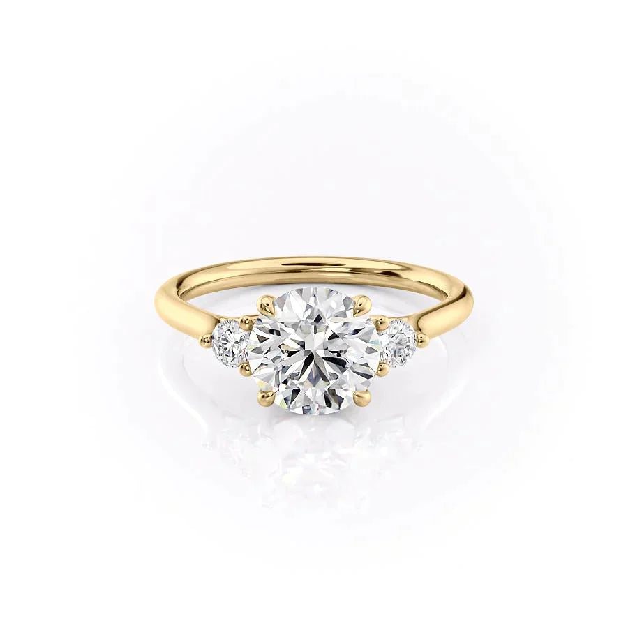 The Lia Set With A 3 Carat Round 18K Yellow Gold Lab Diamond