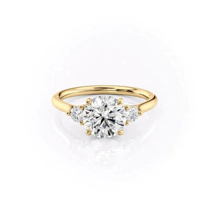 The Lia Set With A 1 Carat Round 14K Yellow Gold Lab Diamond