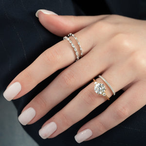 The Lia Set With A 1 Carat Round 14K Yellow Gold Lab Diamond