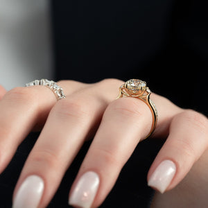 The Lia Set With A 3 Carat Round 18K Yellow Gold Lab Diamond