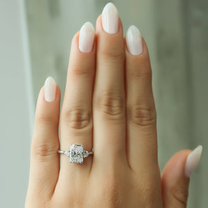 The Lia Set  With A 4.5 Carat Radiant 14K White Gold Moissanite