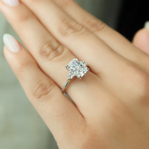 The Lia Set  With A 4.5 Carat Radiant 14K White Gold Moissanite