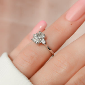 The Lia Set  With A 4.5 Carat Radiant 14K White Gold Moissanite