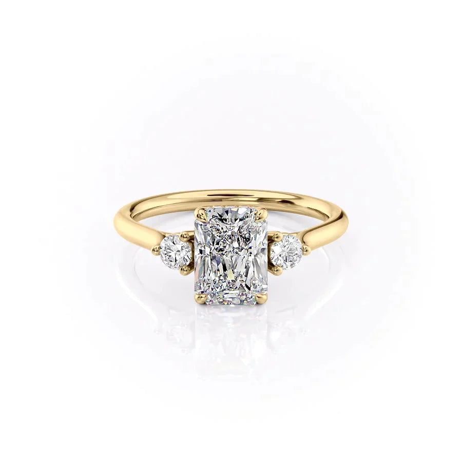 The Lia Set With A 1 Carat Radiant 14K Yellow Gold Lab Diamond