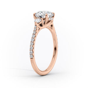 The Lia Set  With A 4 Carat Cushion 14K Rose Gold Moissanite