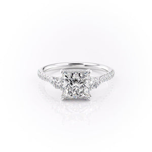 The Lia Set  With A 2 Carat Princess 14K White Gold Moissanite