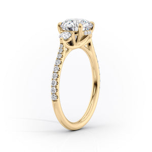 The Lia Set  With A 3 Carat Princess 18K Yellow Gold Moissanite
