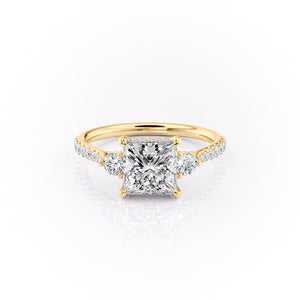 The Lia Set With A 2 Carat Princess 14K Yellow Gold Lab Diamond